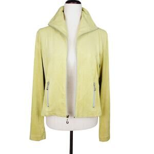 EQUESTRIAN Brand Chartreuse Microfiber Mod Zip Blazer/Pant Suit - Small VINTAGE